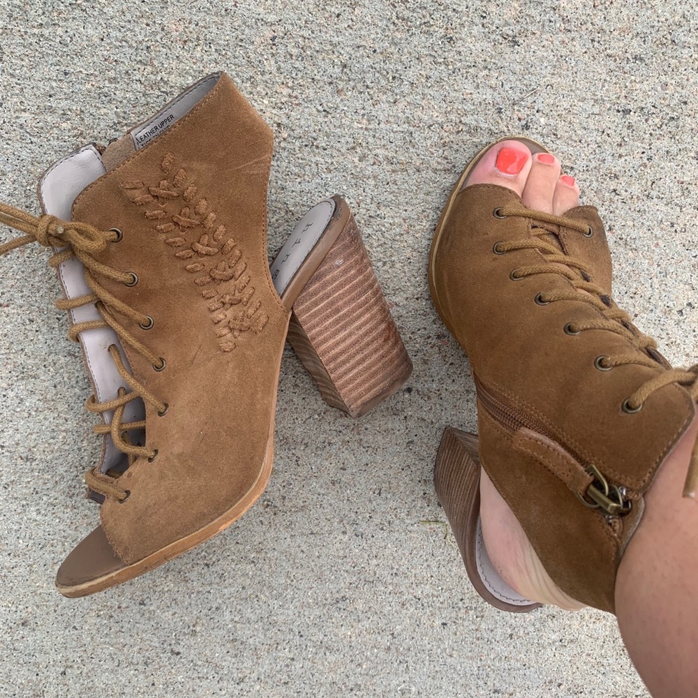 Brown Open Toe Wedges